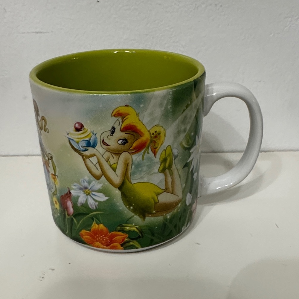 Disney Tinker Bell Green and White Ceramic Mug
